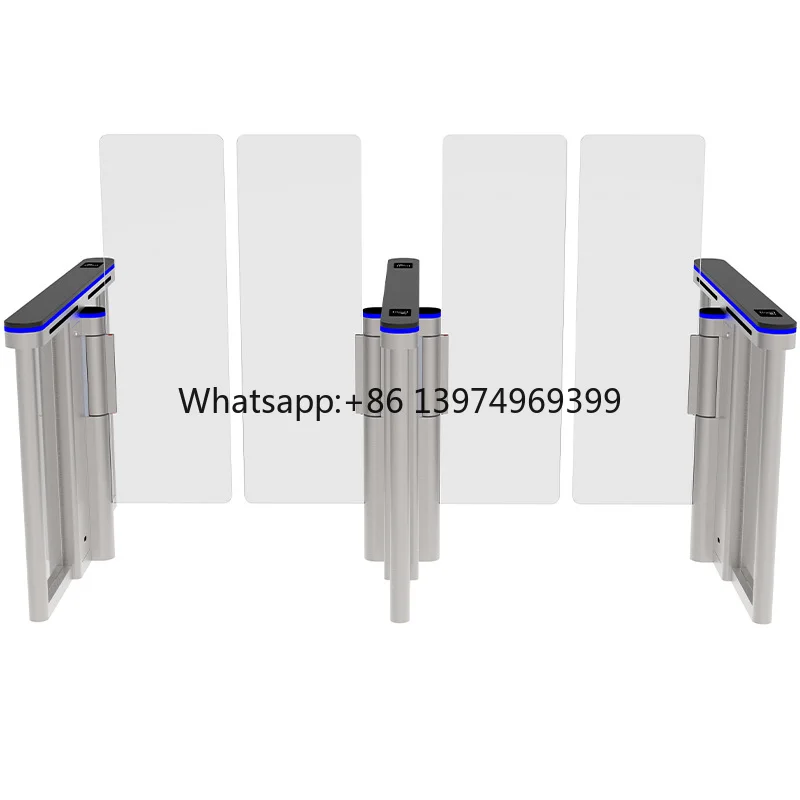 Touchless Gesture Control Flap Barrier Swing Gate Multi-Access Control (QR/RFID/Face) Stainless Steel Real-Time Monitoring IP55