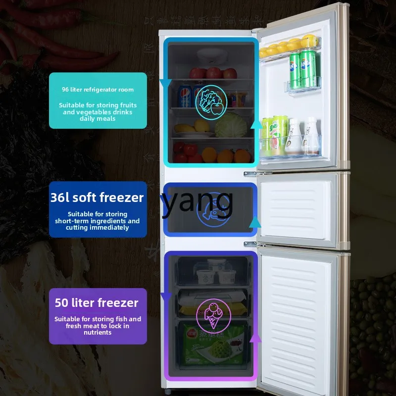 LH three-door household small energy-saving dormitory rental refrigerated refrigerator