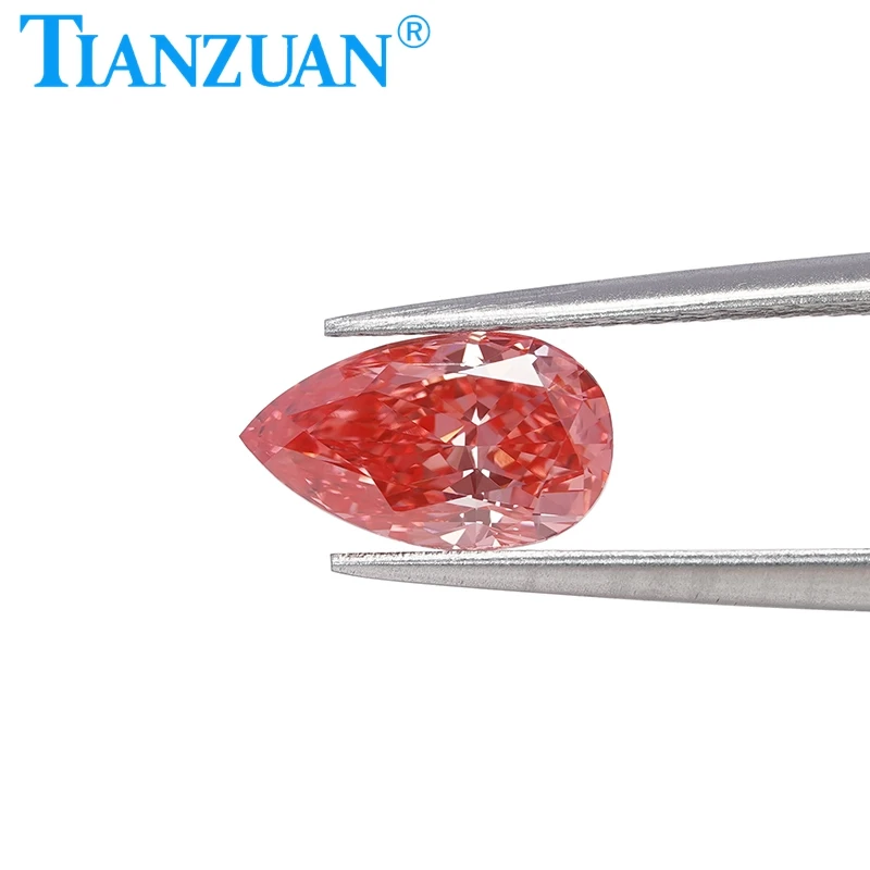 

1CT Pear Shape Lab Grown Diamond CVD Fancy Vivid Pink Color VS2 Loose Gemstone Bead with IGI Certified