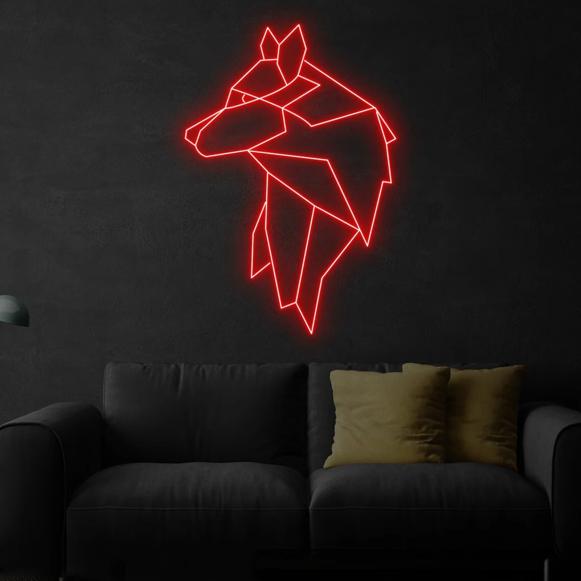 Wolf Geometric Neon Sign Home Bedroom Wall Art Decor Wolf Led Light