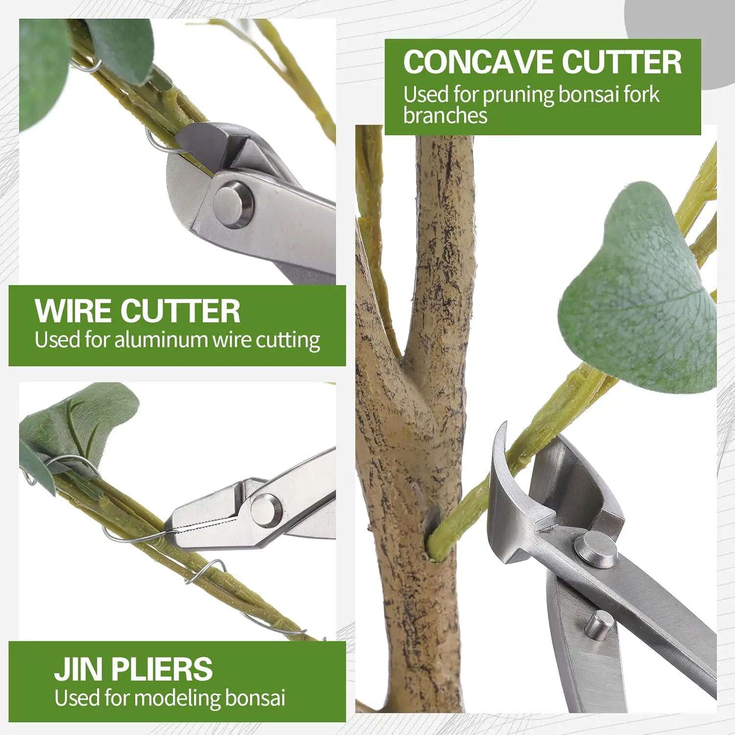 Professional Bonsai Tool Set  High-Hardness 21cm Stainless Steel Branch & Knob Cutters with Precision Shears for Master Artisans