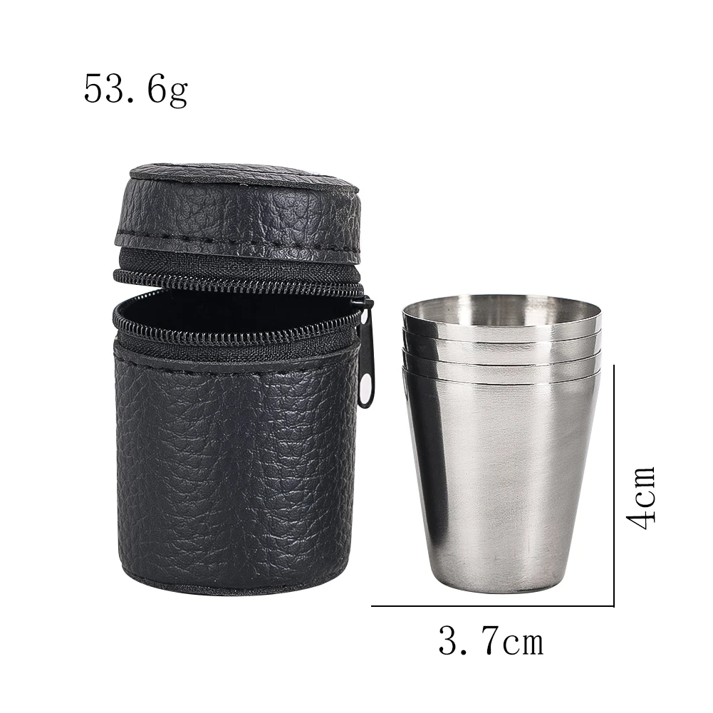 Outdoor Stainless Steel Drinking Cup Set Stackable Wine Whiskey Cups Camping Hiking Picnic Travel Durable Reusable Drinkware