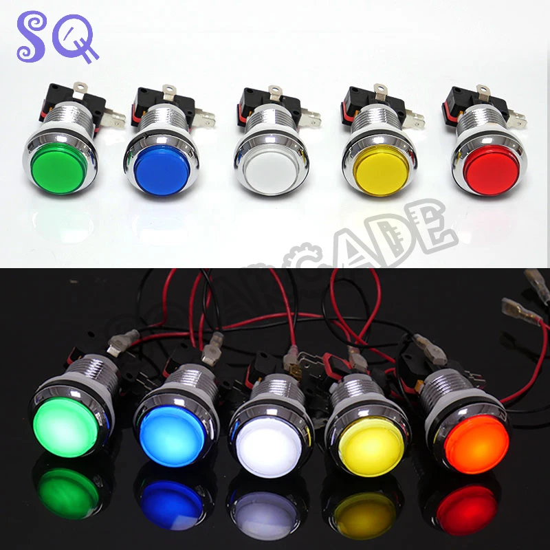 12Pcs Arcade Chrome Plating 5V/12V 30mm LED Illuminated Push Buttons With Micro Switch For Arcade Machine Games Mame Jamma Parts