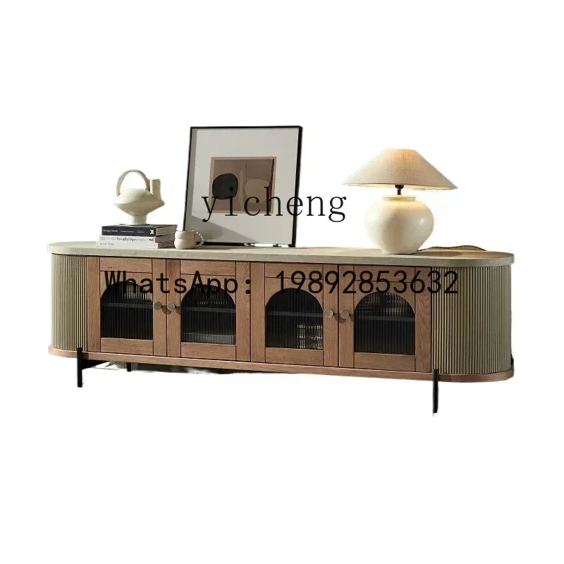 retro old antique cement paint TV cabinet, living room model room wabi sandy wind audio-visual cabinet home decor