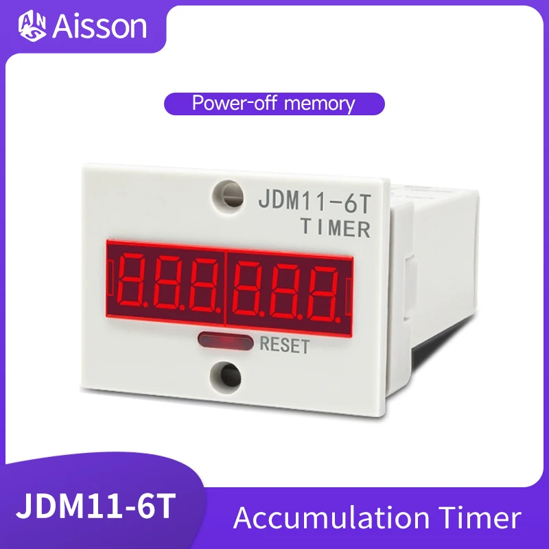 

JDM11-6T Electronic LED 6-digit Digital Time Counter Accumulation Cumulative Timer Power Outage Memory AC220V DC24V