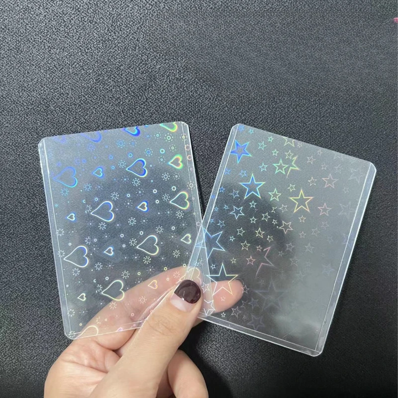 10pcs/Pack B8 Hard Cover Star Heart Sleeves For Holo Postcards Top Load Films Photocard Game Cards Protector