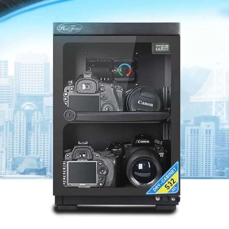 Professional Camera Dry Box with Large Moisture Absorber Card for DSLR/Lenses - Electronic Dehumidifier Cabinet Anti-Humidity