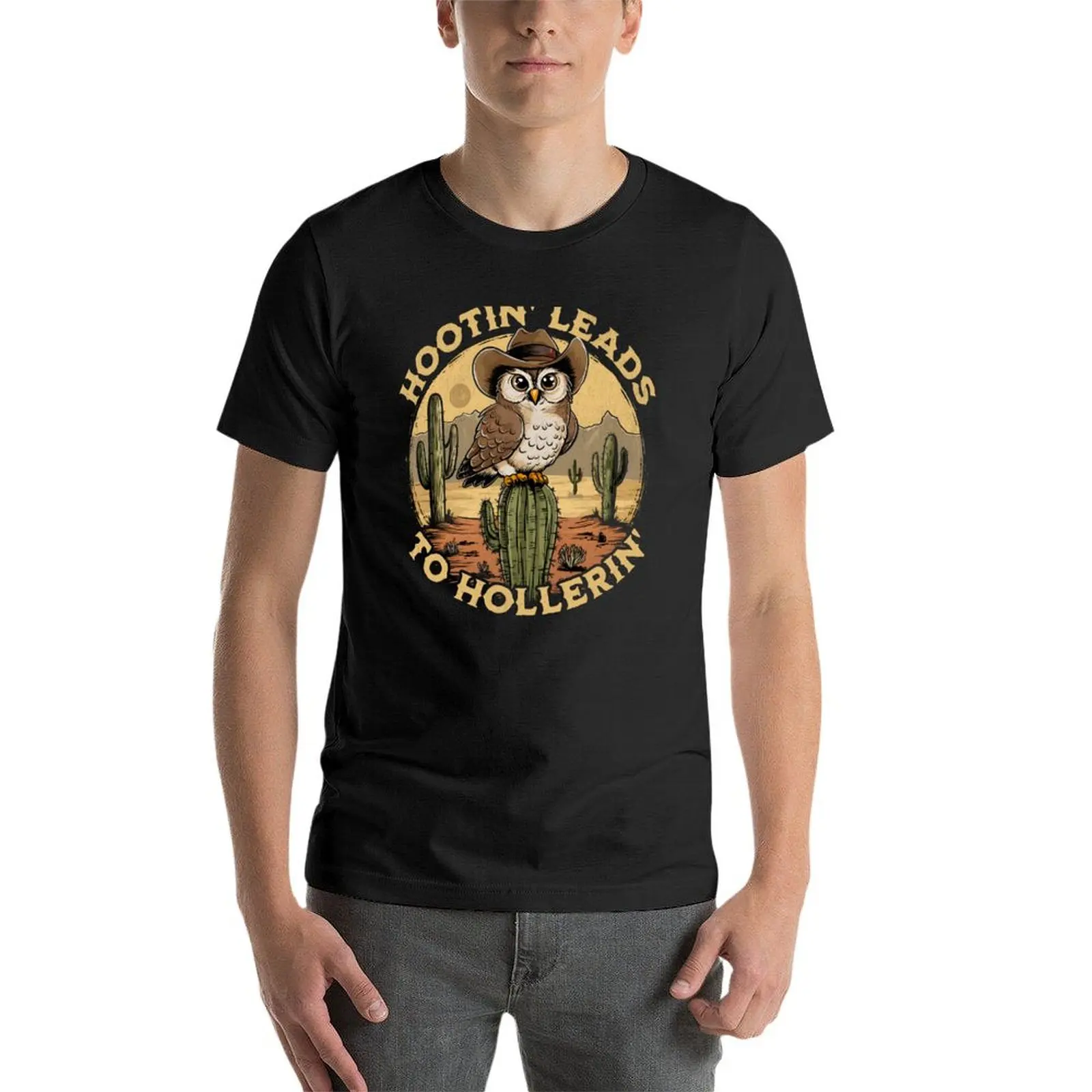 Copy of Hootin Leads To Hollerin Owl T-Shirt Aesthetic clothing anime stuff mens graphic t-shirts