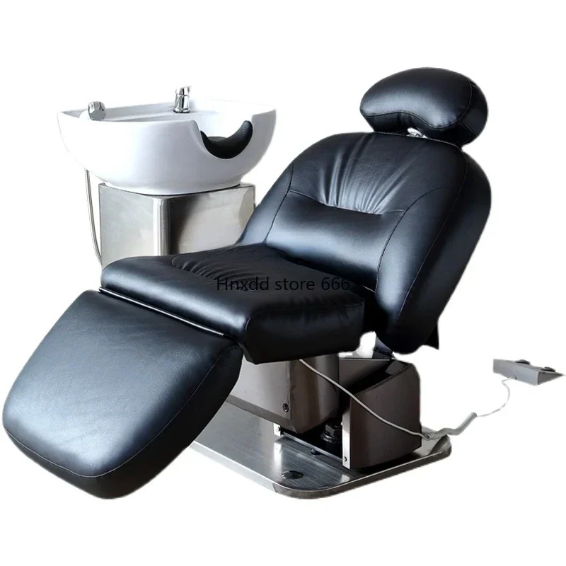 Sitting Shampoo Chair Lying Half Barber Shop for Hair Salon Rotatable Flushing Bed Electric Lifting Hair-