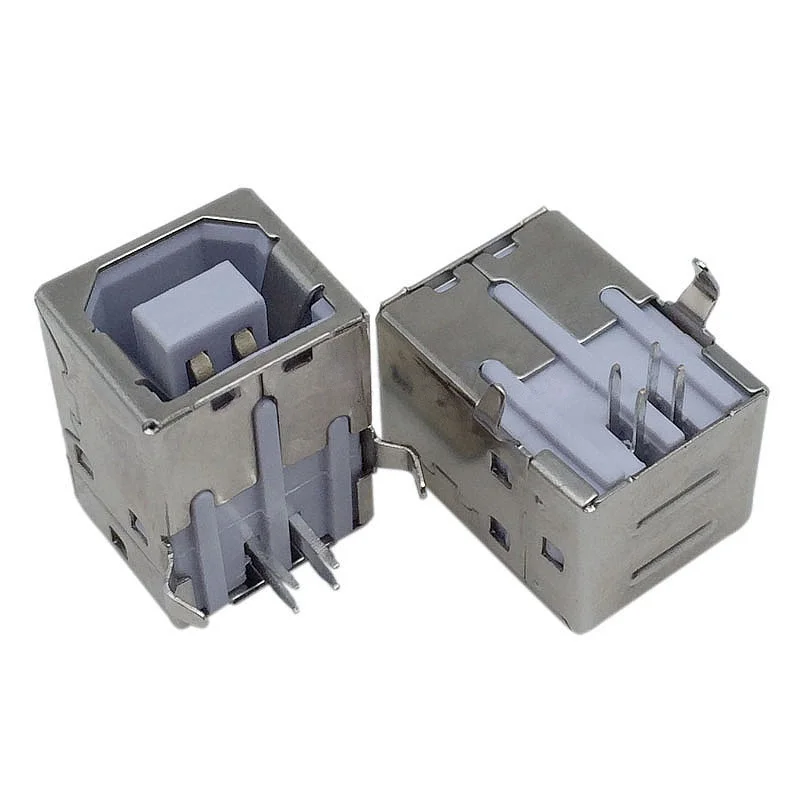 10PCS USB-B female socket, round shape, square USB socket, D-shaped USB socket, 90-degree straight plug, printer USB interface