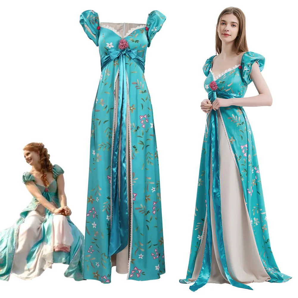 Costume de Princesse Giselle Enchantée 2 pour Femme et Fille, Robe Bleue, Tenue de Cosplay, Vêtements de ixde Carnaval d'Halloween