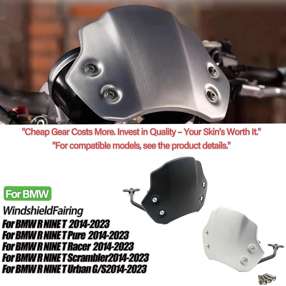 

Motorcycle For BMW RNINET R NINE T Racer R9T Pure Scrambler Urban G/S 2014-2023 Windshield Aluminum Wind Deflector Windscreen