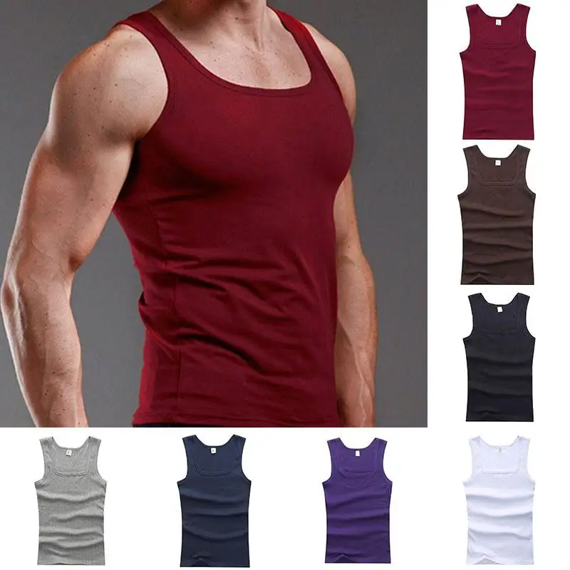 Hot Sale!Large Size Cotton Sleeveless T-shirts For Men Gym Fitness Tank Tops Bodybuilding Muscle Vest Tops Sports Undershirt