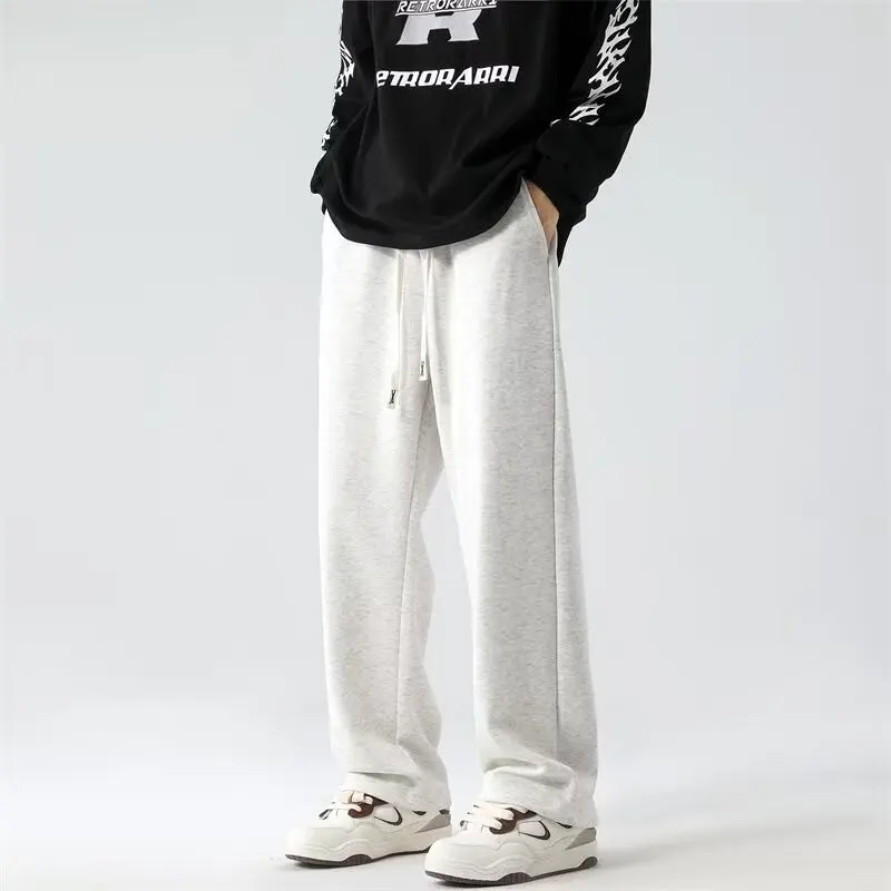 

Retro fashion brand solid color straight tube hanging sports sweatpants for men and women, loose and versatile casual pants