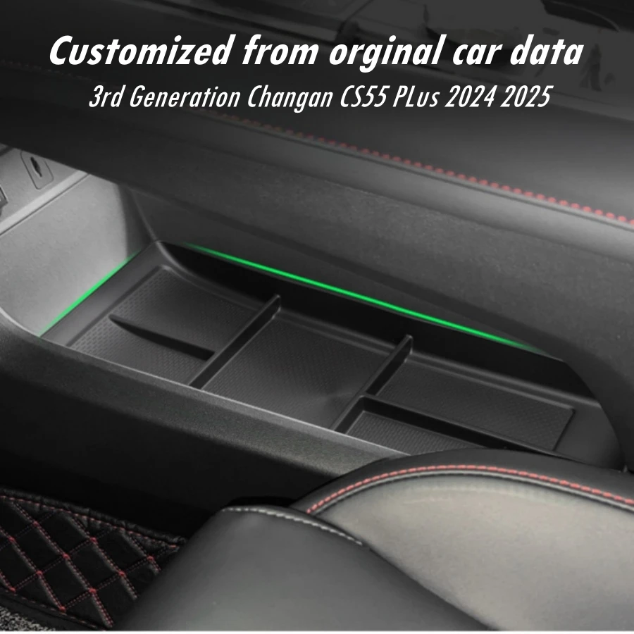 For 3rd Generation Changan CS55 PLus 2024 2025 2026 Lower Center Console Organizer Tray CS55 PLus TPE Armrest Hidden Box