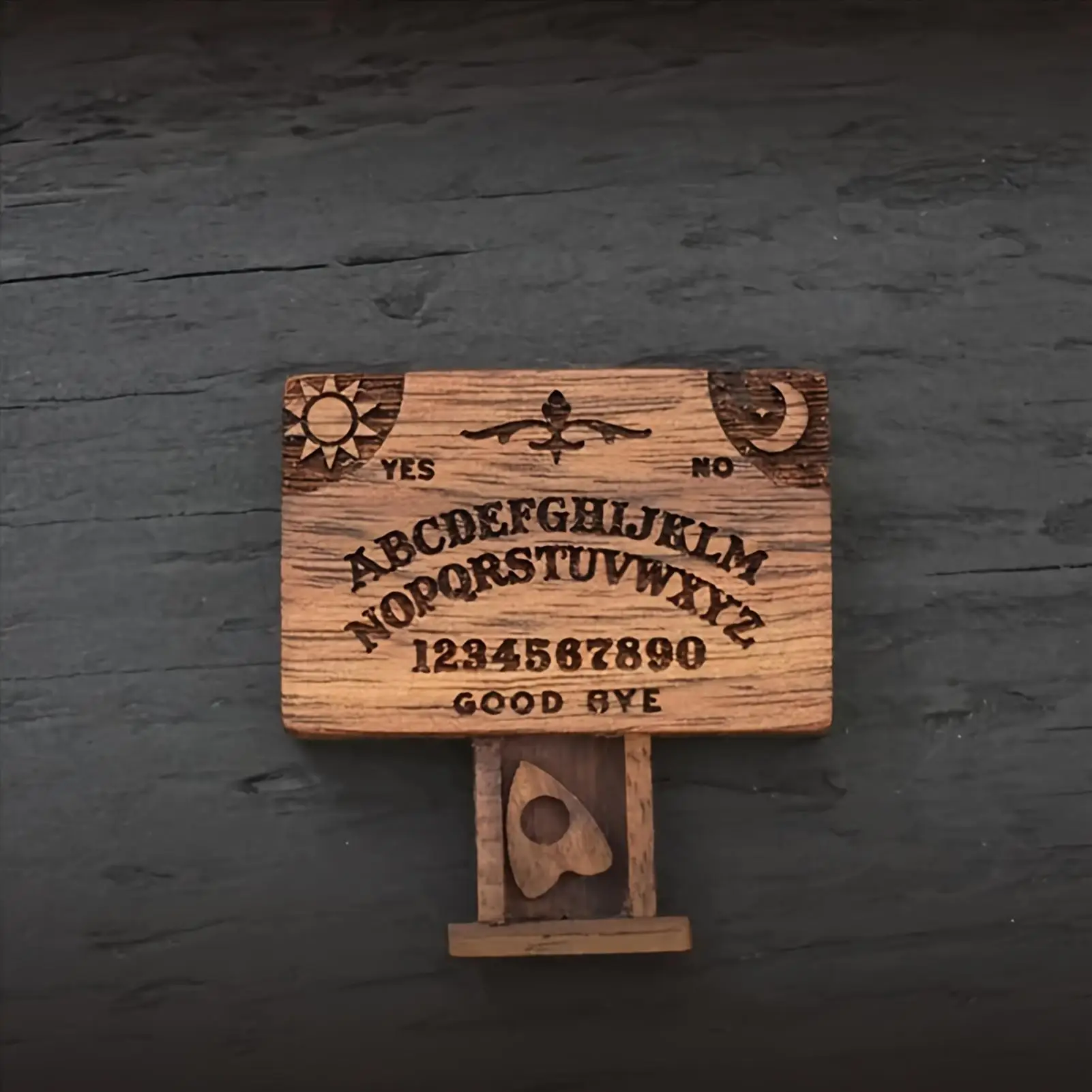 Mini Ouija Board Retro Miniature Spirit Board With Drawer Wooden Miniatures Emotional Love Drawer Gift for Family Friends Decor
