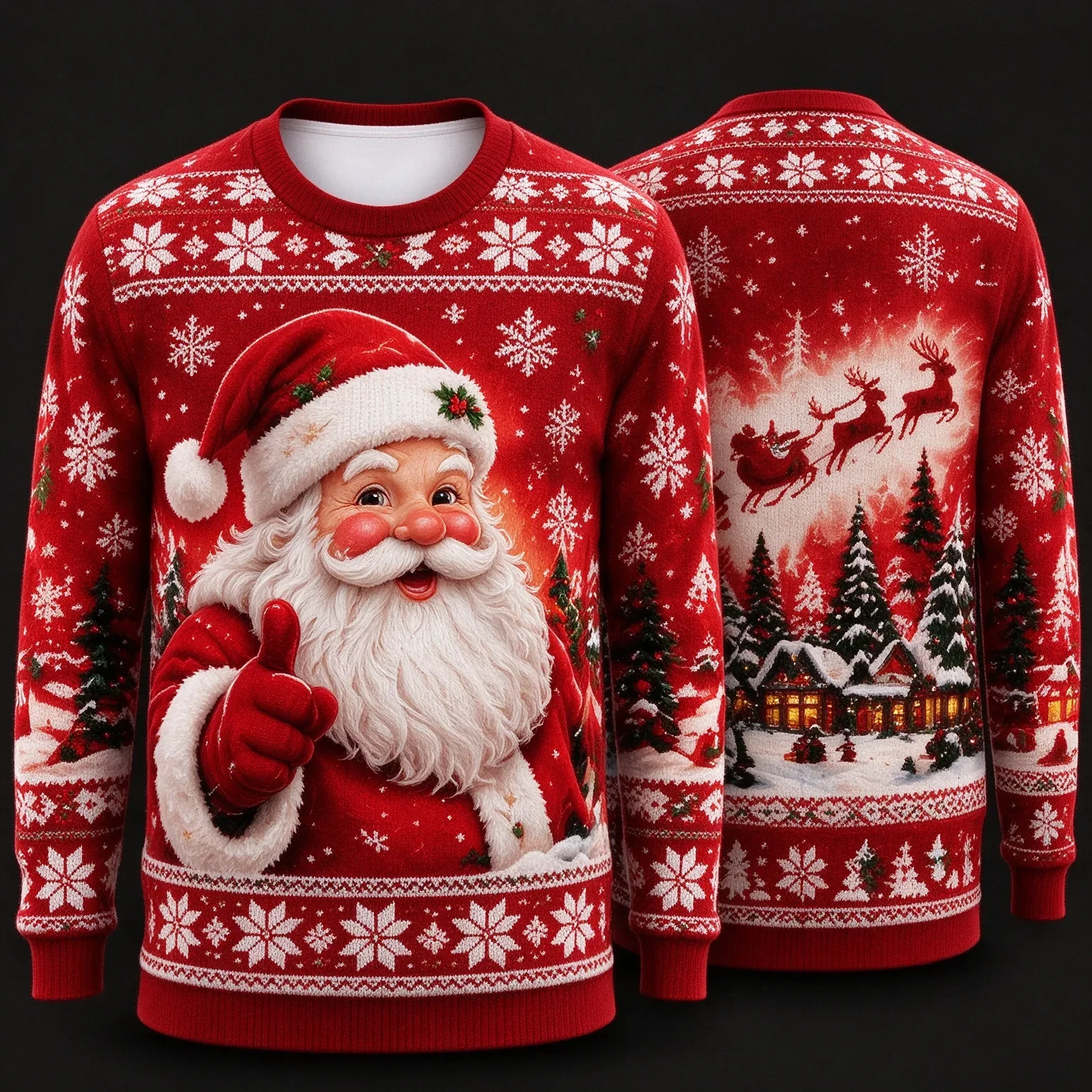 Ugly and Cute Christmas Sweater 3D Printed Men's and Women's Long Sleeved Santa Claus Snowman Reindeer Cat Dog Pattern Hoodie