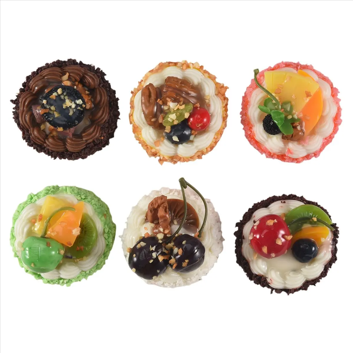 newA10R 6Pcs Artificial Simulation Cake,Realistic Cupcake Bread Dessert Model Fake Display Cake Photography Prop Home Decoration