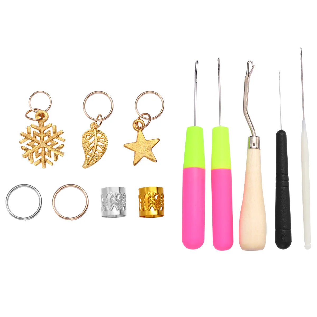 

68Pcs Dreadlocks Braid Set Durable Metal Hair Cuffs Braiding Tool Lightweight Crochet Hook Accessories Kit Dreadlocks Braid Set