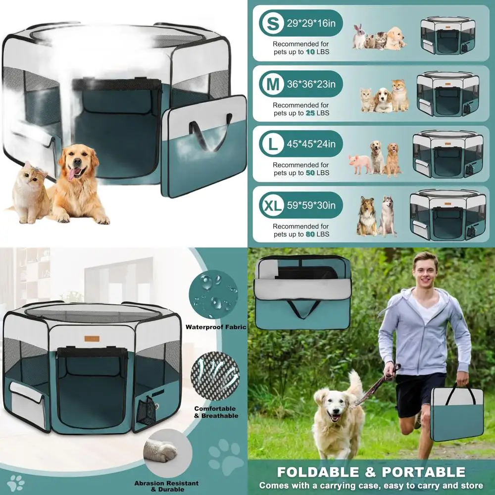 

Портативный вольер для собак, щенков, кошек, кроликов, кур - большая палатка для путешествий на улице и в помещении, синий цвет