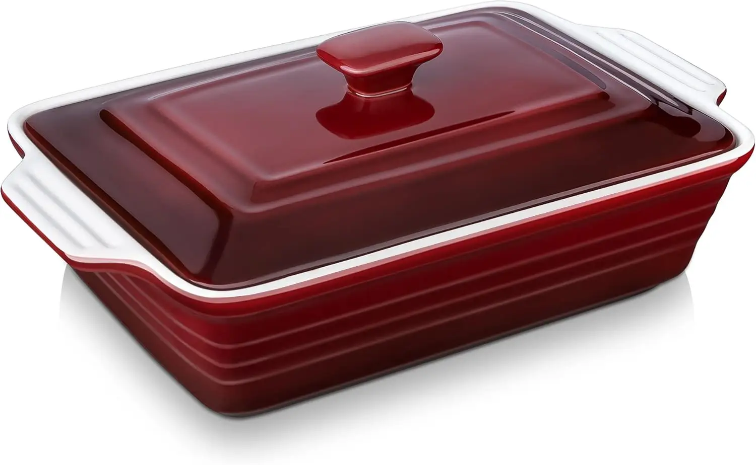 

4.5 Quart Ceramic Casserole Dish with Lid, 9x13 Baking Pan for Oven, Lasagna Dish Deep with Handles, Stoneware Bakeware