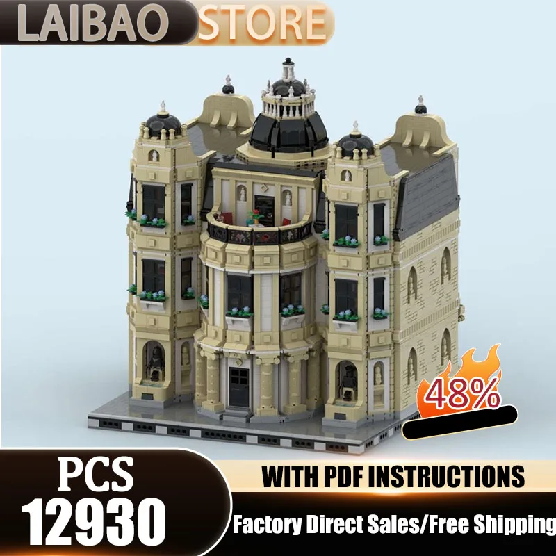 

City Building Moc Building Blocks Urban center architecture Model Technology Bricks Christmas Assembly Street View Toys Gifts