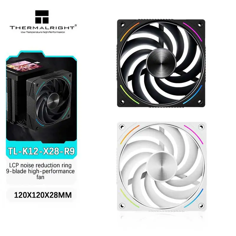 Thermalright TL-K12-X28-R9 12cm 9 blades LCP Polymer Material Fan Blades S-FDB V2 Bearings Three-Phase Six-Pole Motor 120x120x25