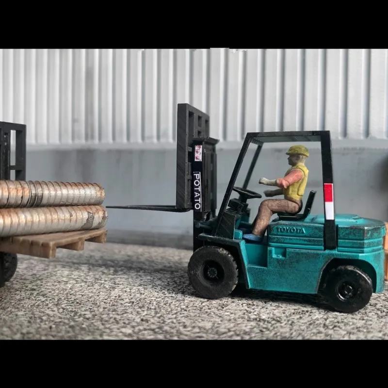 Chariot élévateur mécanique en résine 3D fait à la main 1:64, modèle de voiture, véhicule de Garage, accessoire de scène de bricolage, affichage de Collection d'atelier d'entretien