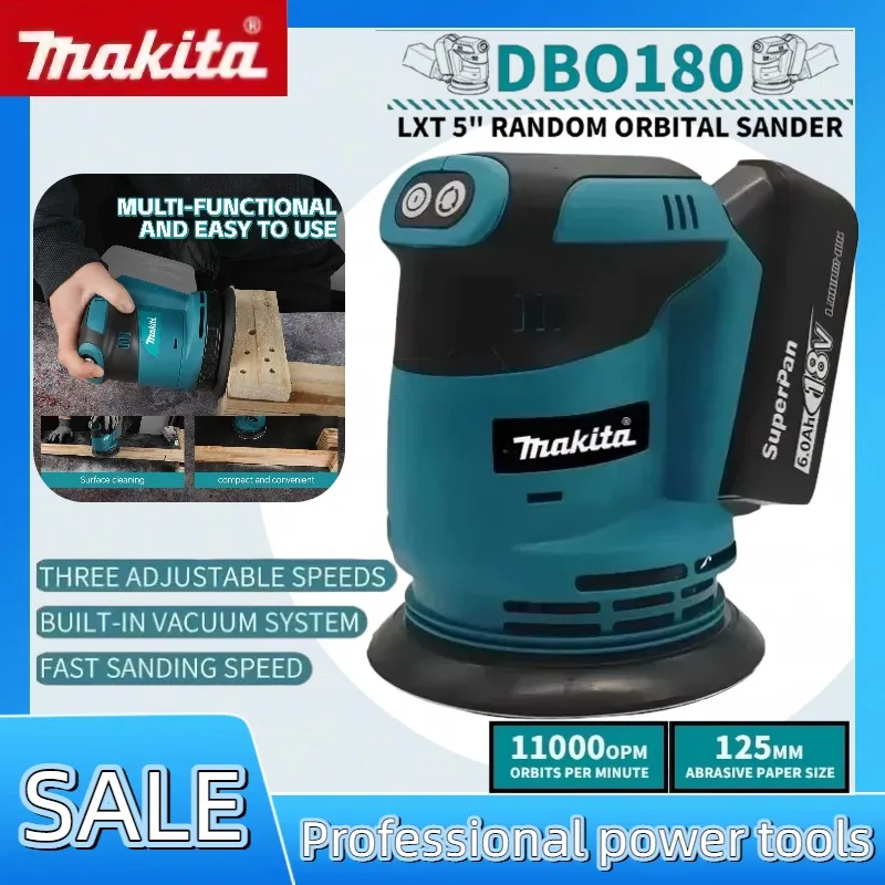 

Беспроводная бесщеточная эксцентриковая шлифовальная машина Makita DBO180Z 18В, диск 125 мм, для обработки дерева, шлифовки и полировки, без аккумулятора и зарядного устройства