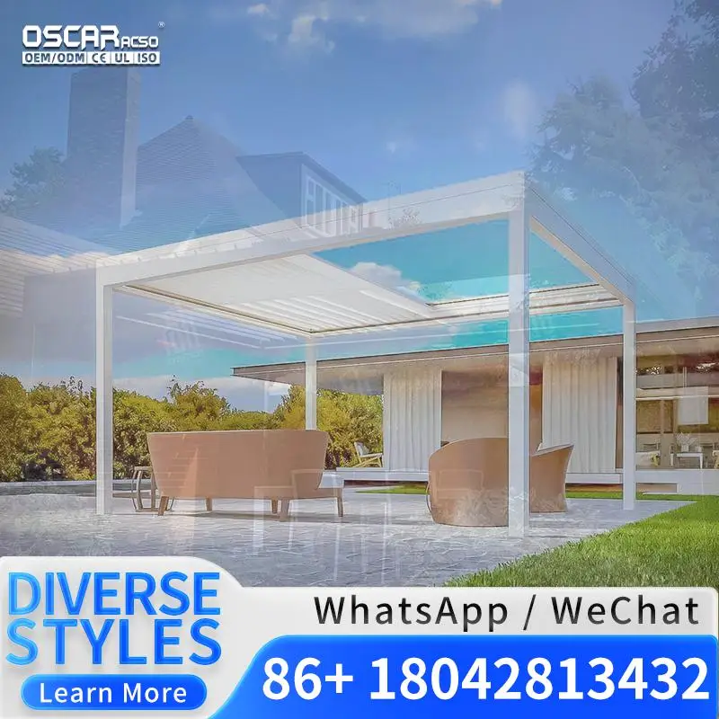 3X4m 4X4m Waterproof Garden Buildings Manual Adjust Retractable Aluminium  for Outdoor Patio Backyard Pergola