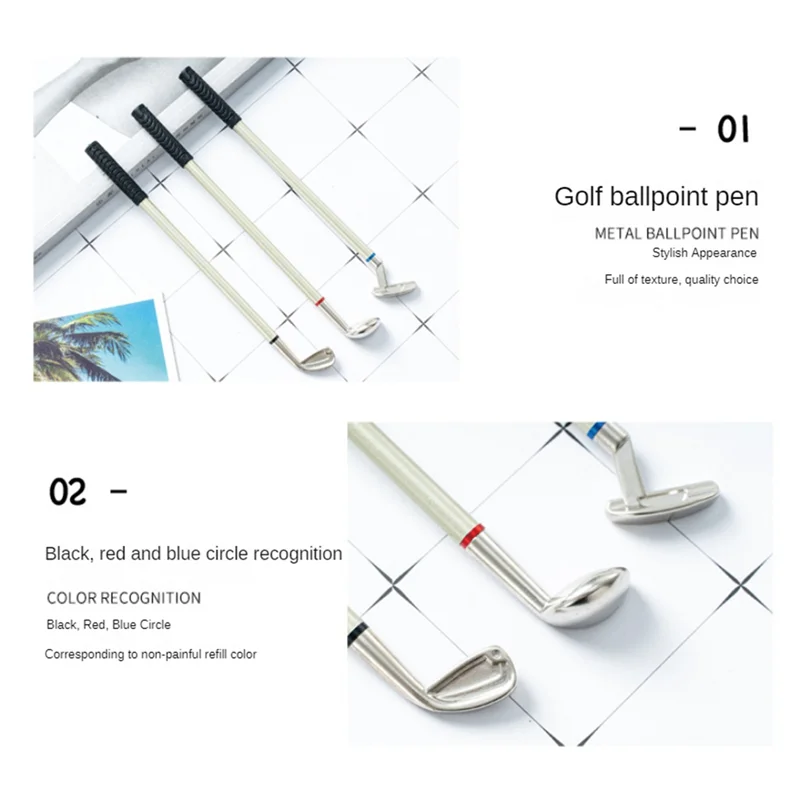 

A29Z-Набор ручек для гольфа, мини-настольная шариковая ручка для гольфа, подарок включает в себя зеленые ручки с 3 клюшками и флагом