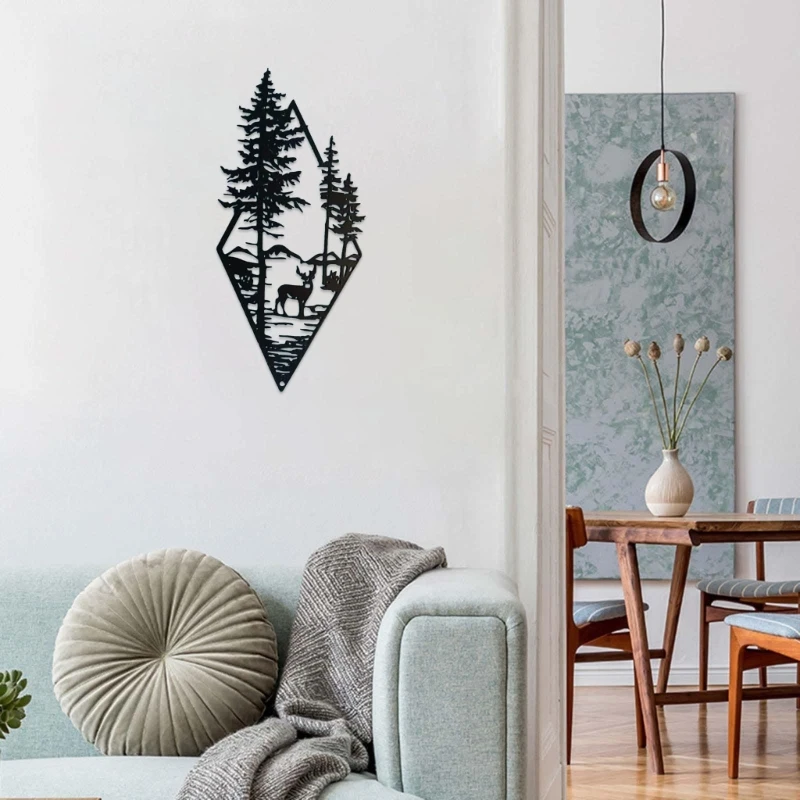 ในร่มกลางแจ้งสัตว์ตกแต่ง Wall Art สำหรับ Cabin ห้องน้ำห้องนอนสำนักงานโลหะ Forest Deer แขวนผนัง Dropshipping