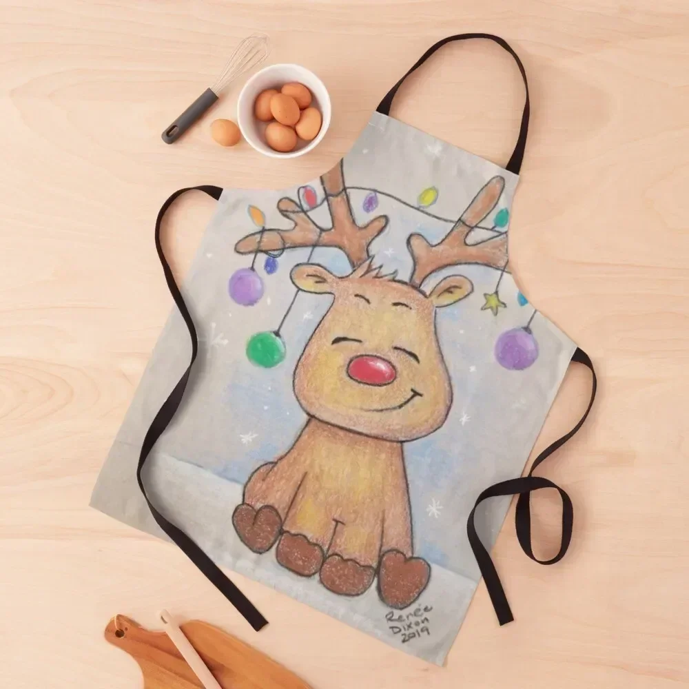 

Christmas Reindeer Apron Women Kitchen'S For Man Woman Work with pockets Apron