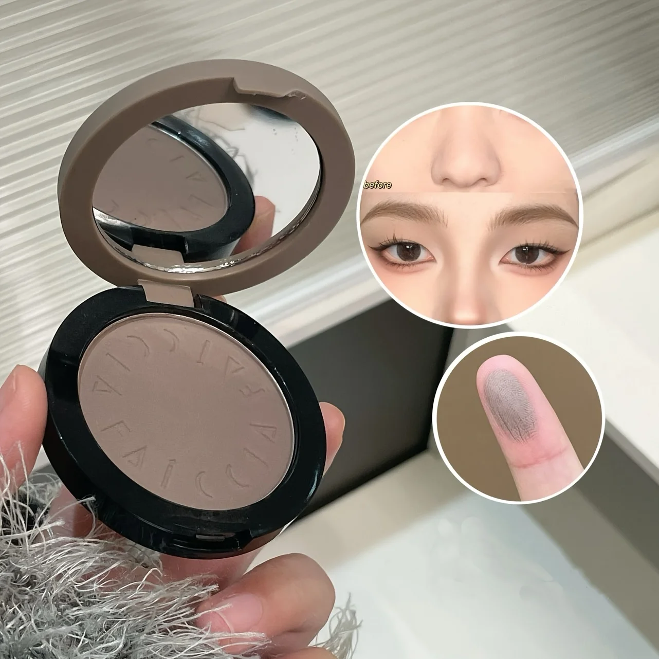Faiccia Contour Powder Palette Matte Waterproof Adjustable Coverage Multi-Use for Contour Nose Shadow & Eyeshadow
