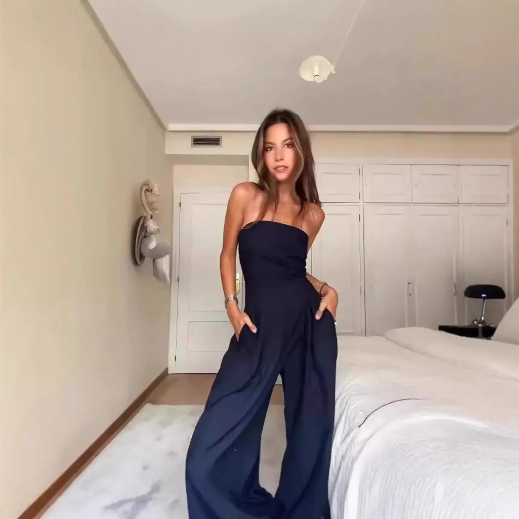 

Women's Wrap Long Jumpsuit Straight Leg Low Waist Polyester Fiber Summer 2024 Commute Sle Casual Comfortable One-Piece