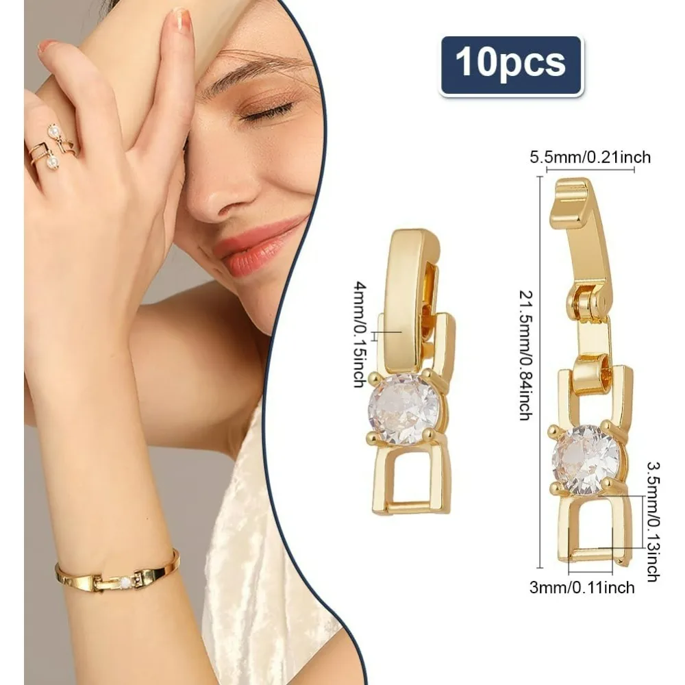 10 قطعة أضعاف أكثر من المشبك النحاس زركون تمديد المشبك المفاجئة قفل إغلاق نهاية قبعات ساعة مشبك مجوهرات #2