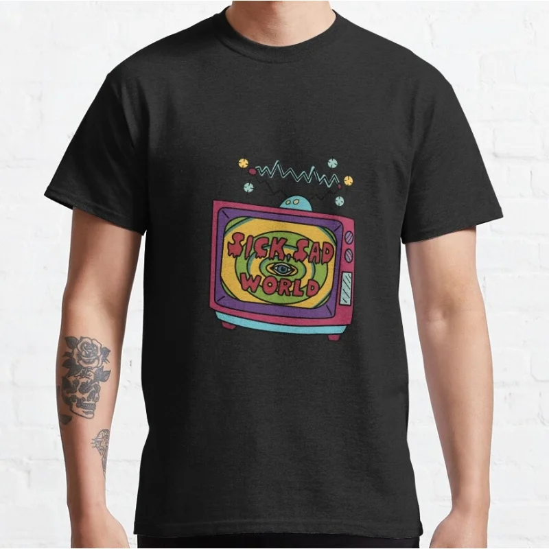 

Retro Sick sad world tv shows Gift t shirt 90s Nostalgia cartoon Graphic Clothes 1201 Large size Tops 100% cotton printed tee