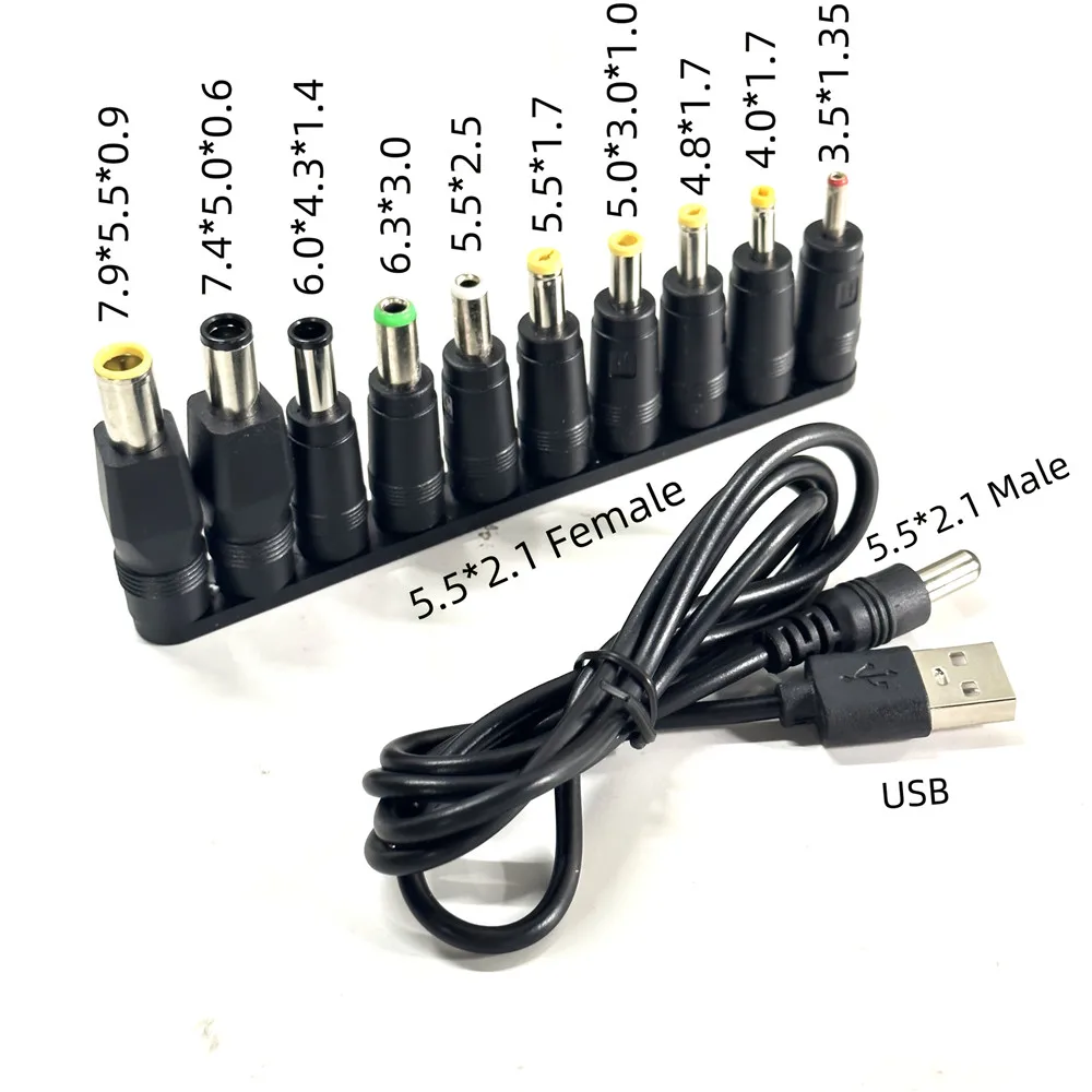 USB To DC Cable With 10Pcs Different Size DC Connectors DC 5V USB Cable Boost Converter Cord