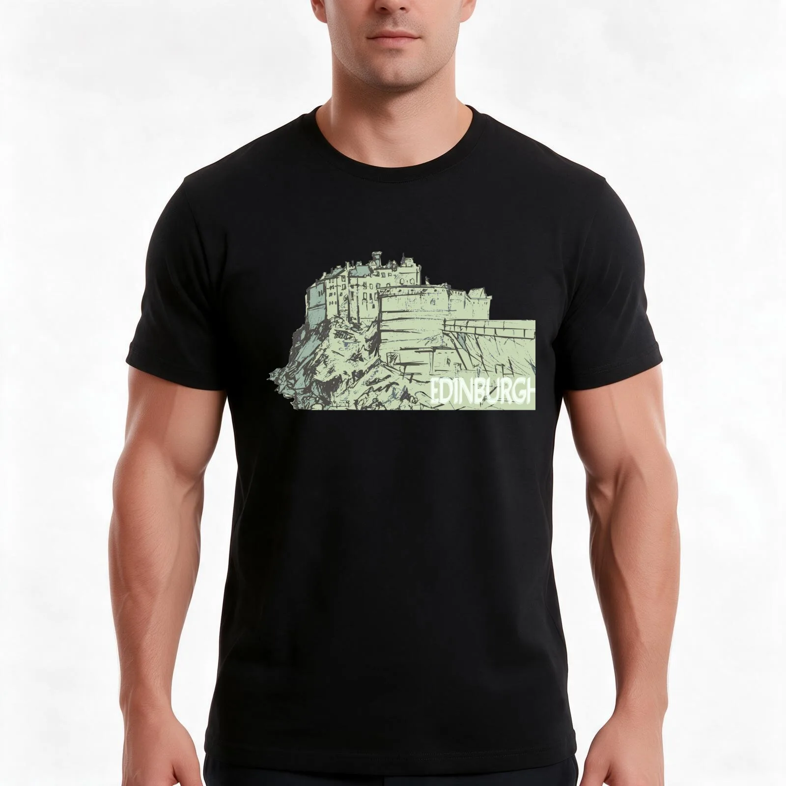 Castle Rock, Edinburgh T-Shirt, Summer Casual Cotton Tee, Oversized Streetwear Tops, Vintage Graphic Print, Unisex Men Women
