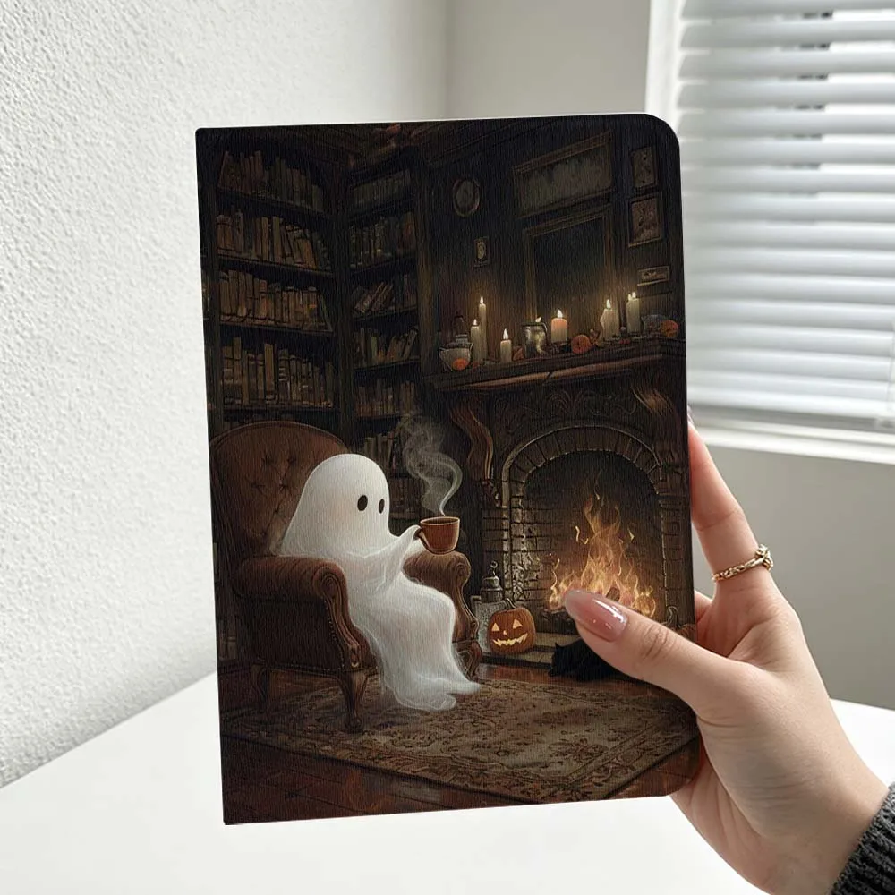Cartoon Ghost Fireplace Tea Cover For iPad Pro Air mini 7 6 5 4 3 2 1 9gen M5 M4 11th 10th A17 Pro A16 Soft Inch Tablet Case