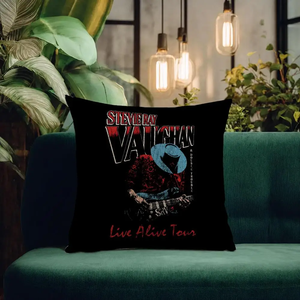 Musician Stevie Ray Vaughan Cushion Cover Natural Linen Pillowcase Set All-in-One Decor Cushion Cover for Sofa Bedroom Chair