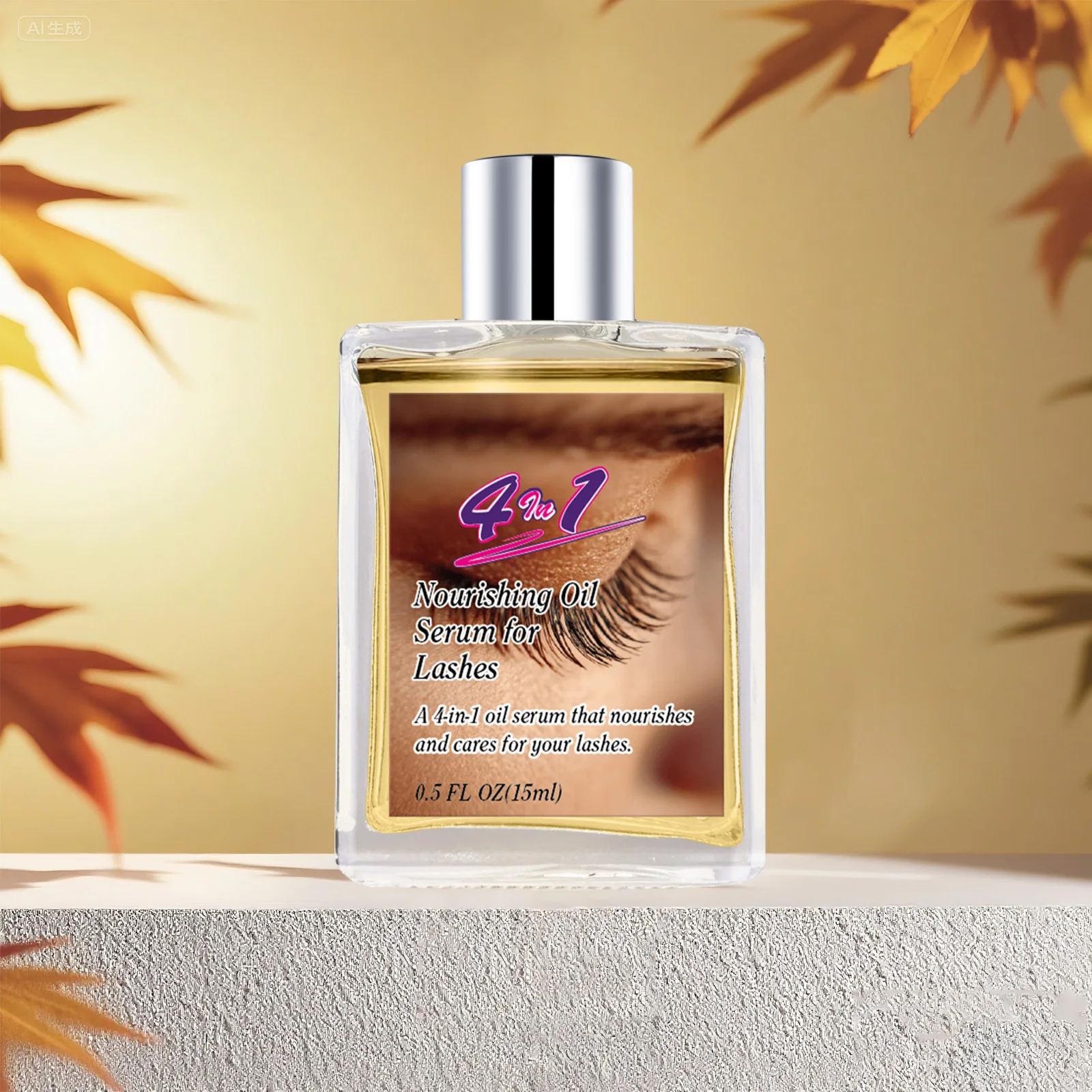 Siero olio per la crescita delle ciglia 4 in 1 15 ml - Ipoallergenico e oftalologo testato, nutriente naturale per ciglia per occhi sensibili