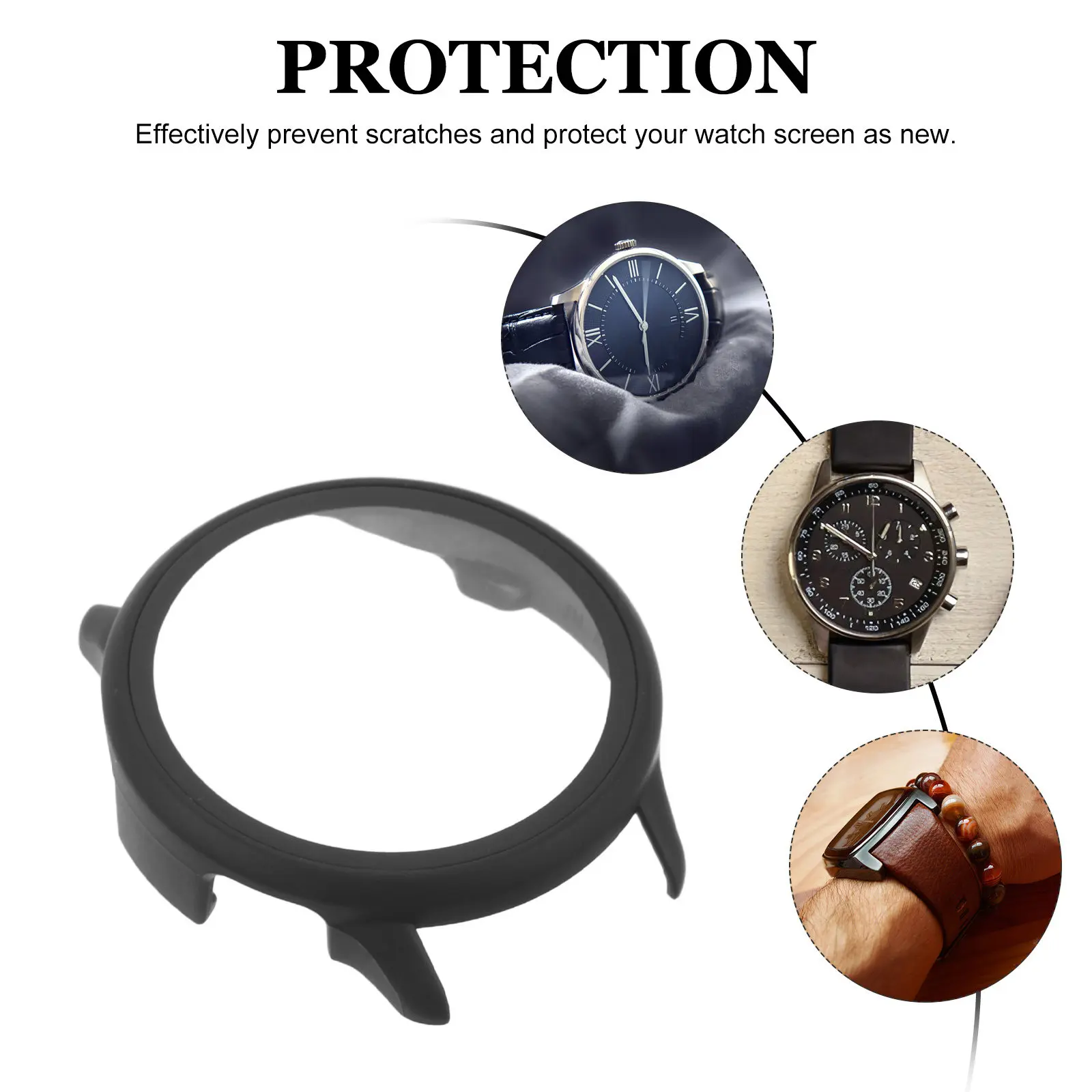 2Pcs Watch Protector Case Full Coverage Hard Pc Shockproof Clear Screen Guard Tempered Glass Film Compatible 6
