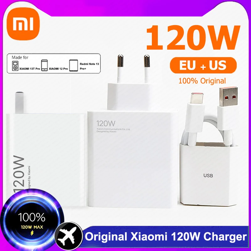 Original Xiaomi 120W 67W Charger Gan ES US Hyper Fast Charging Adapter Type C Cable Mi 13T 12T Redmi Note 13 12 Pro Plus 5G