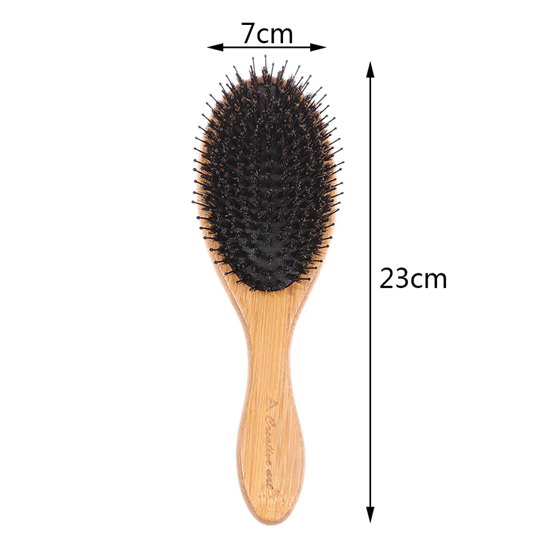 Hair Brush Wood Handle Boar Bristle Beard Brush Comb Detangling Straightening