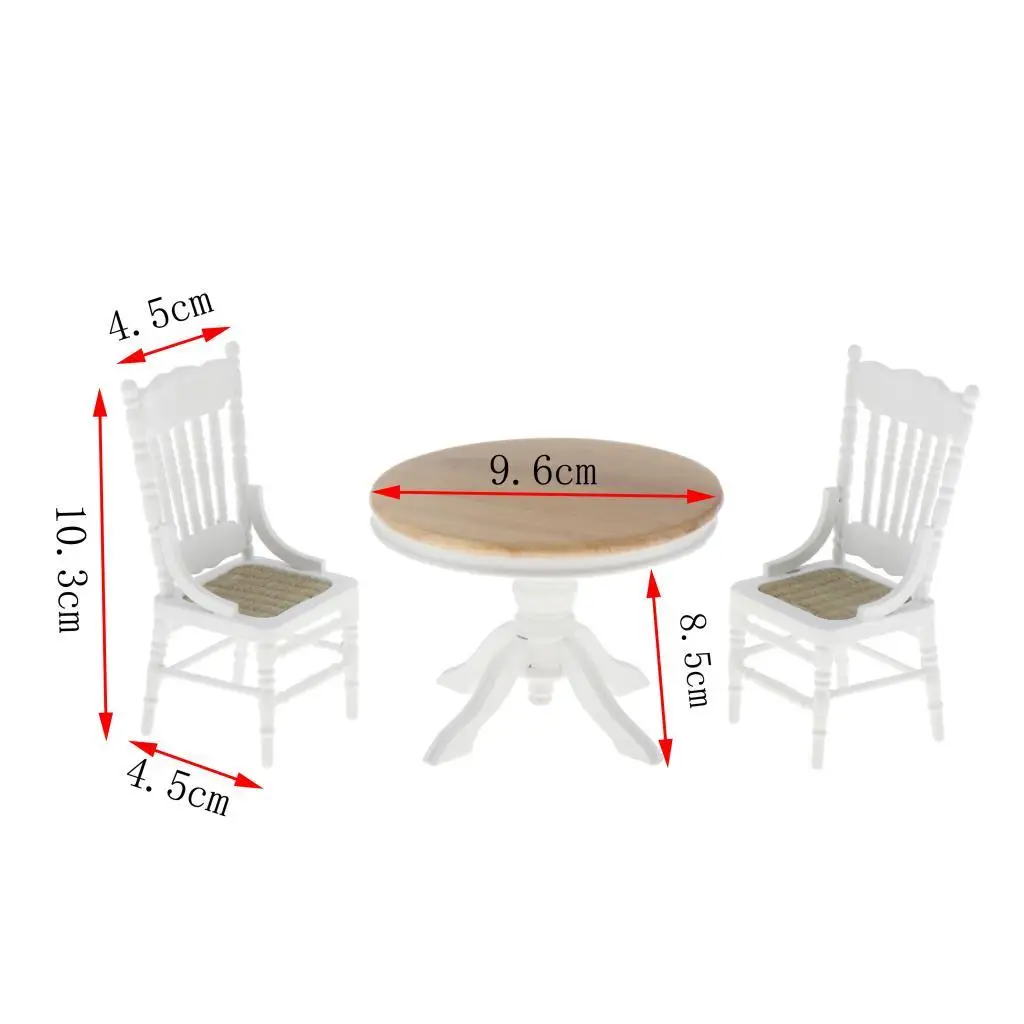 Cute Wooden Dollhouse Furniture Mini Table and Chairs Set 1 12 Scale Accessories for Doll Kitchen Dining Room Decor