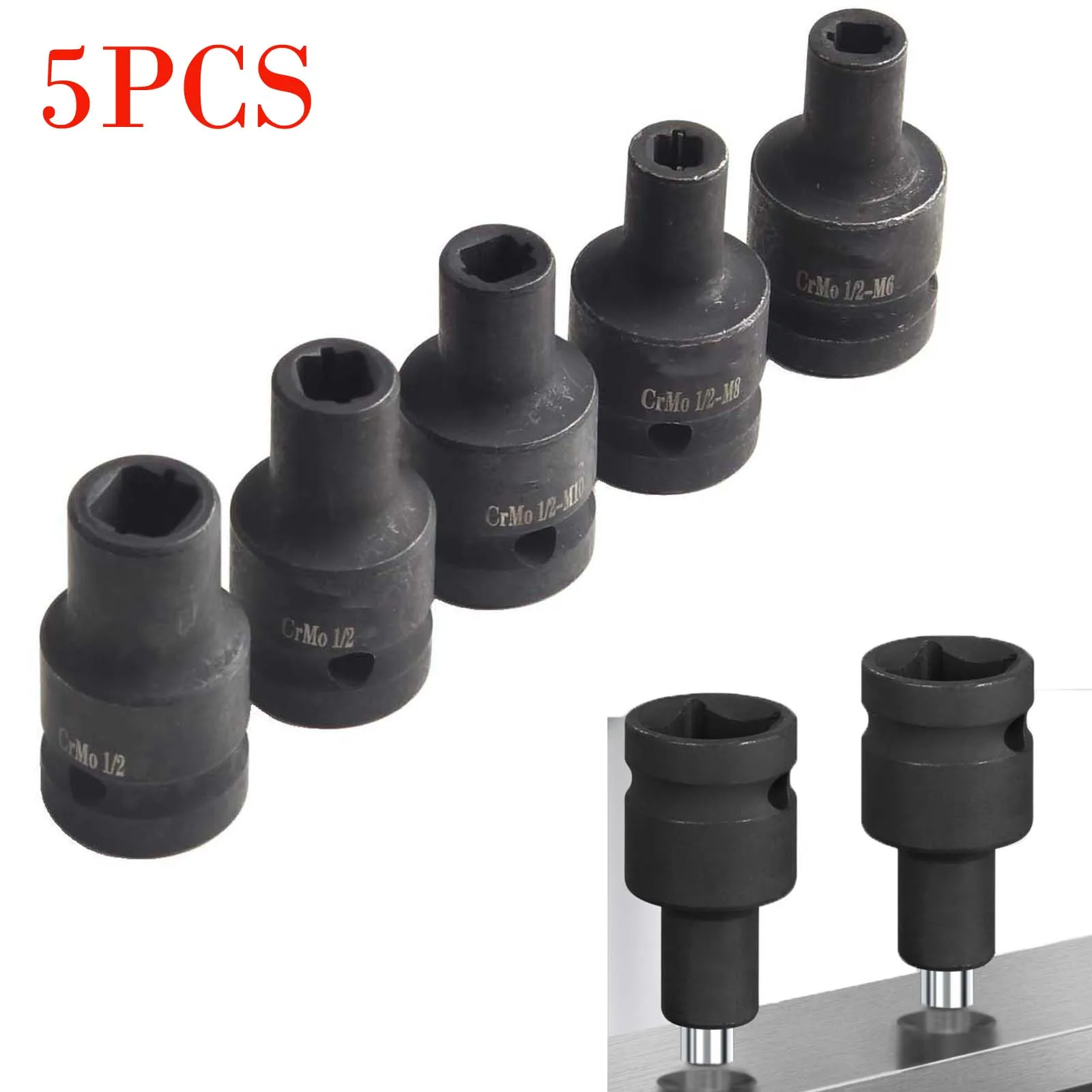 5pcs Tap Socket Set M6-14 Alloy Steel Machine Tap Holder 1/2'' Square Interface Quick Change Thread Taps Adapter For Power Tools