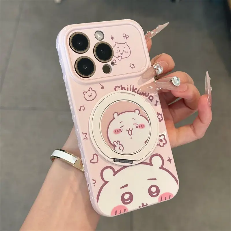Cartoon Kawaii Compatible with IPhone Phone Case Phone Holder All-inclusive Soft Material Drop-resistant Pattern Clear Chiikawa