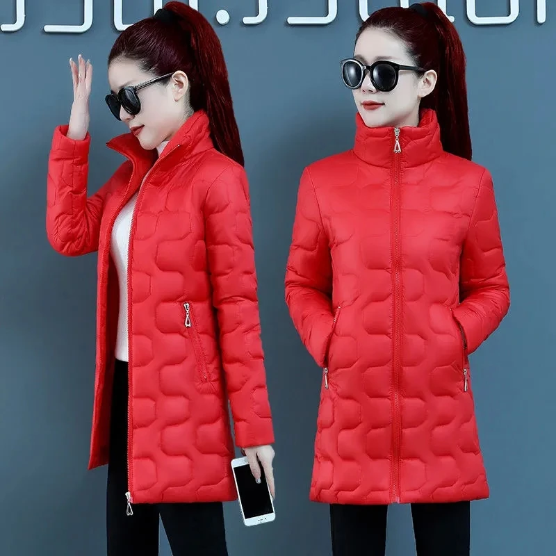 Down Cotton Jacket Women 2023 Spring Autumn New Fashion All-match Casual Padded Coat Female Light Large Size Warm Parkas