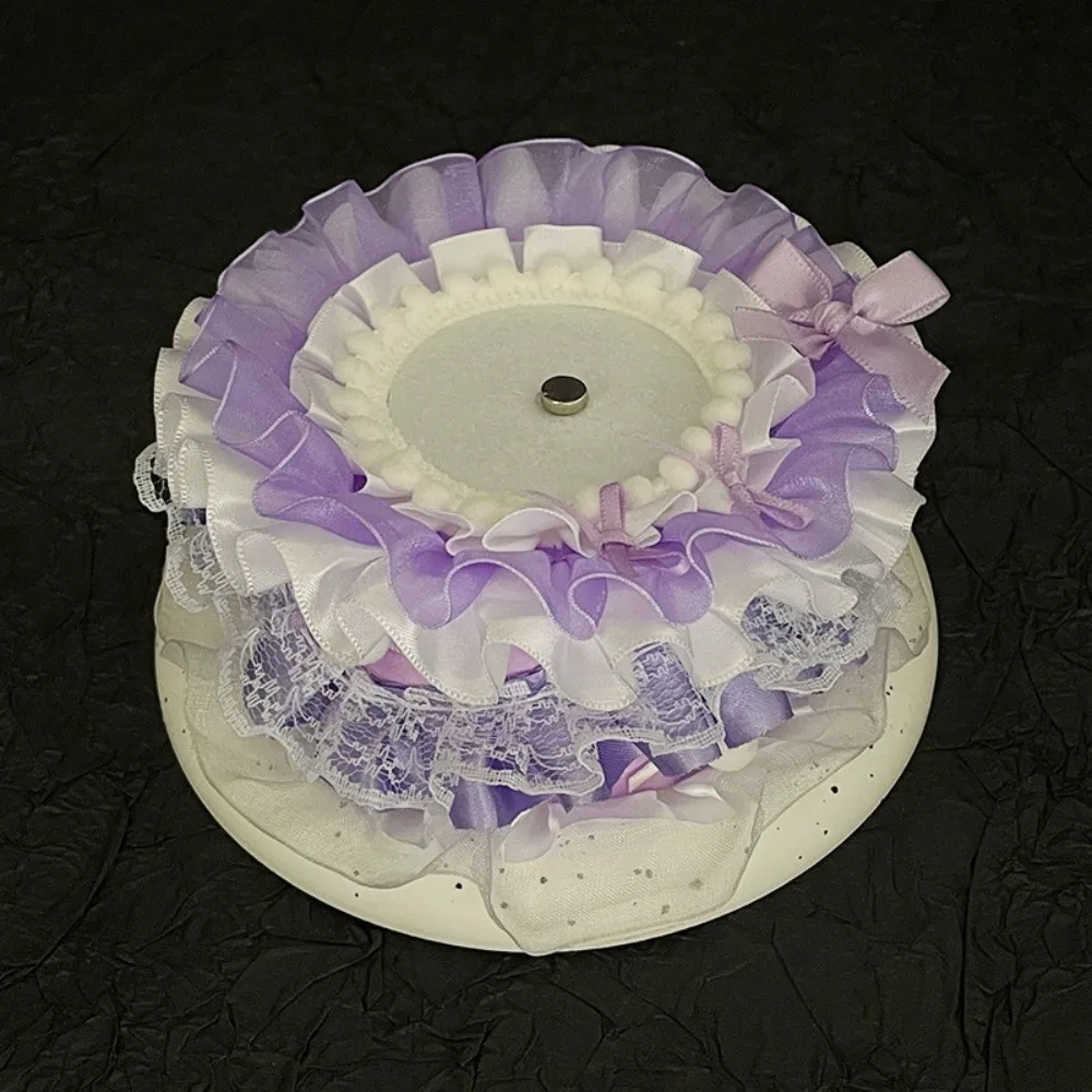 Creative Lace Magnetic Anime Cake Badge Holder Bow 3D Pins Display Base Pearl Handmade Ornate Ribbon Badge Flower Badge Display